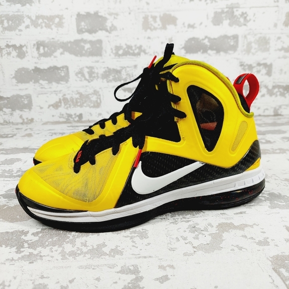 Nike LeBron 9 P.S. Elite 'Taxi' Yellow Black Lace Up Basketball Sneakers K264